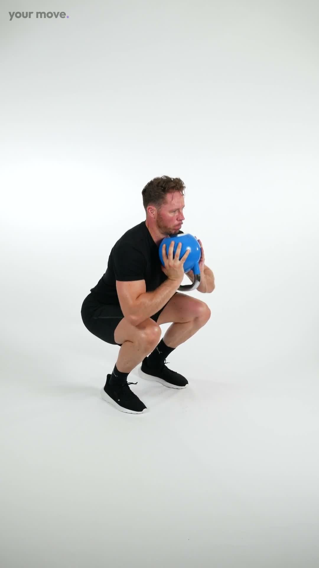 Goblet Squat with Kettlebell exercise demonstration video