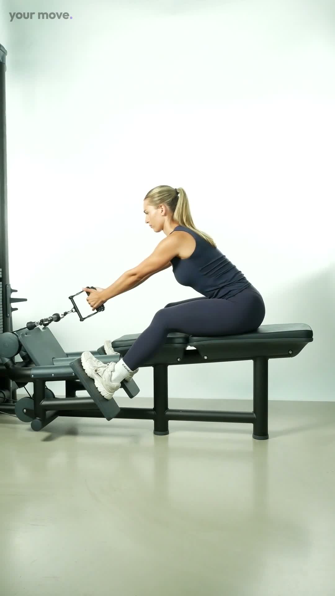 Seated Cable Row close V bar exercise demonstration video
