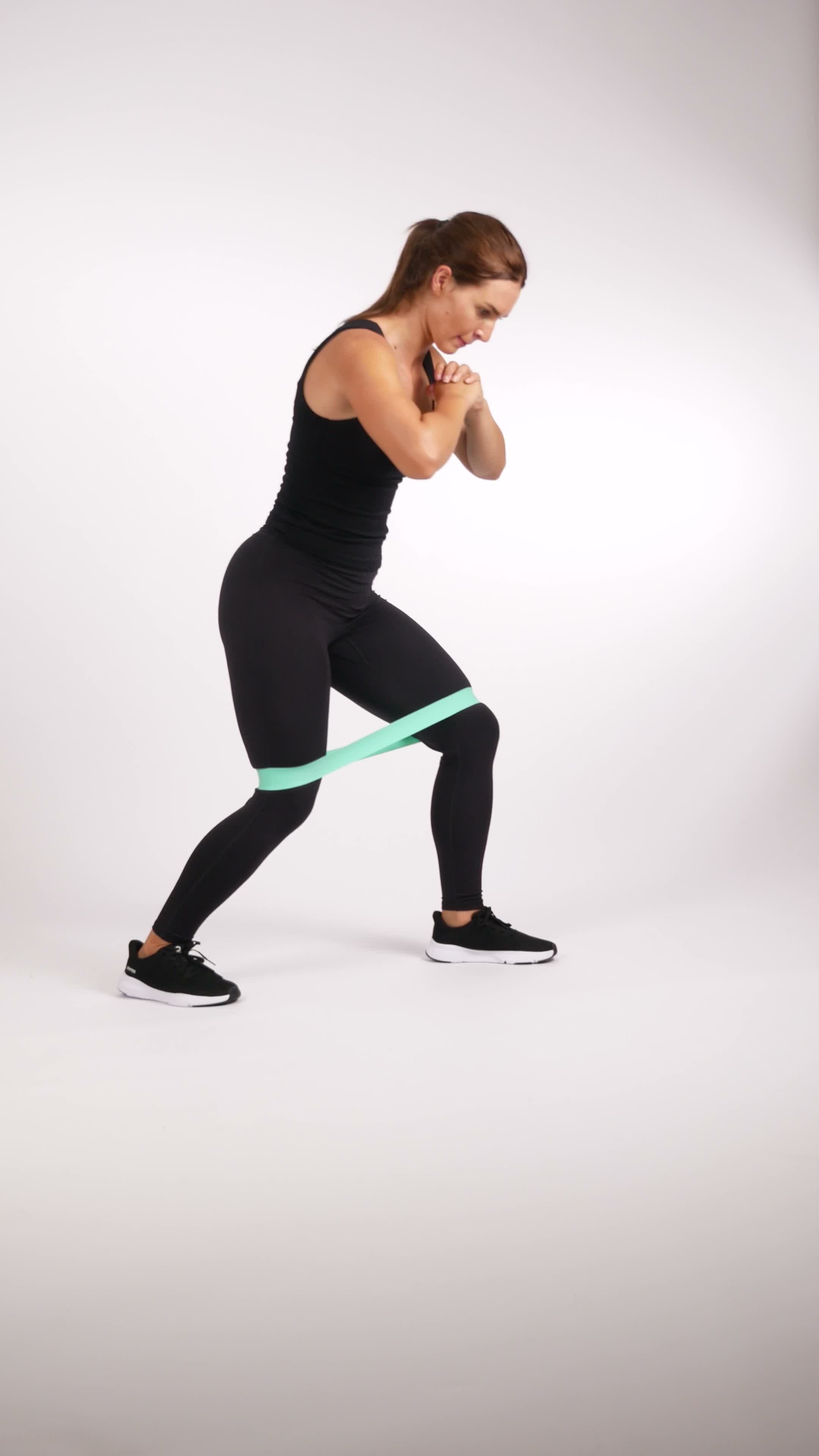 Banded Monster Walk exercise stock photo, glutes