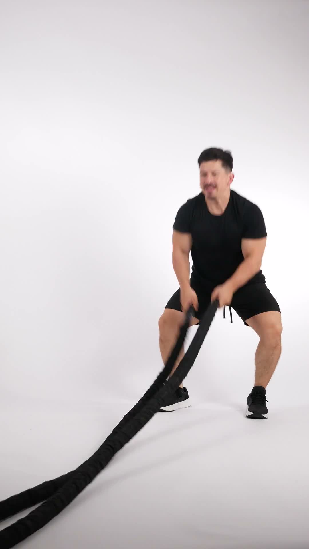 Battle Rope Slams exercise stock photo, full body