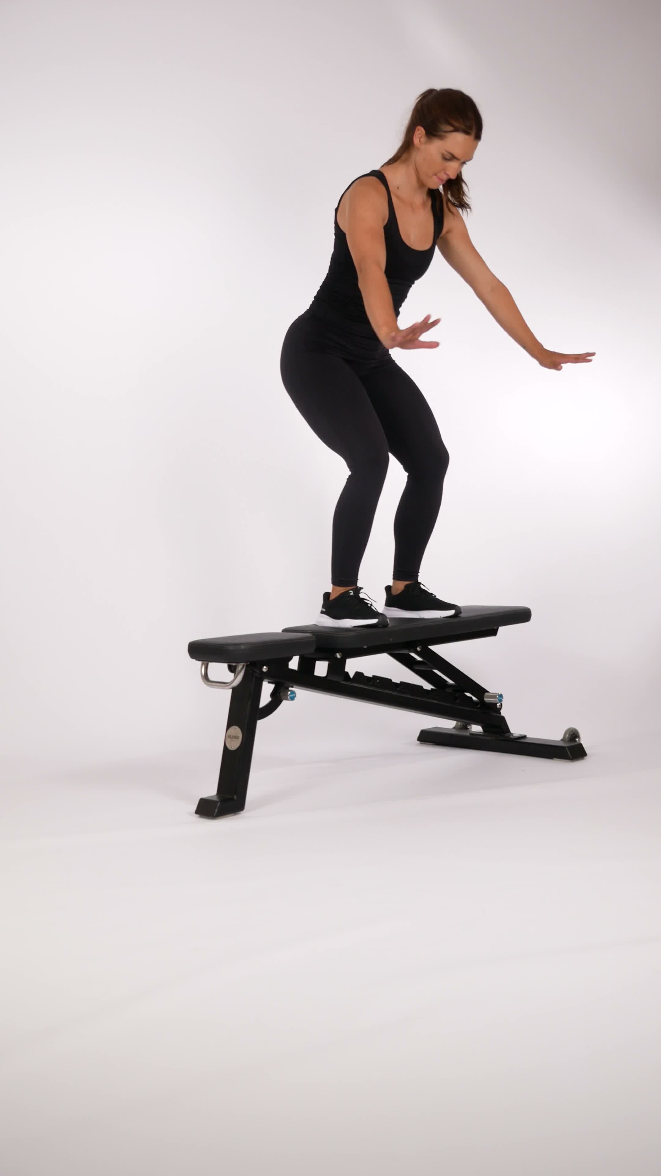 Bench Jump exercise stock photo, full body