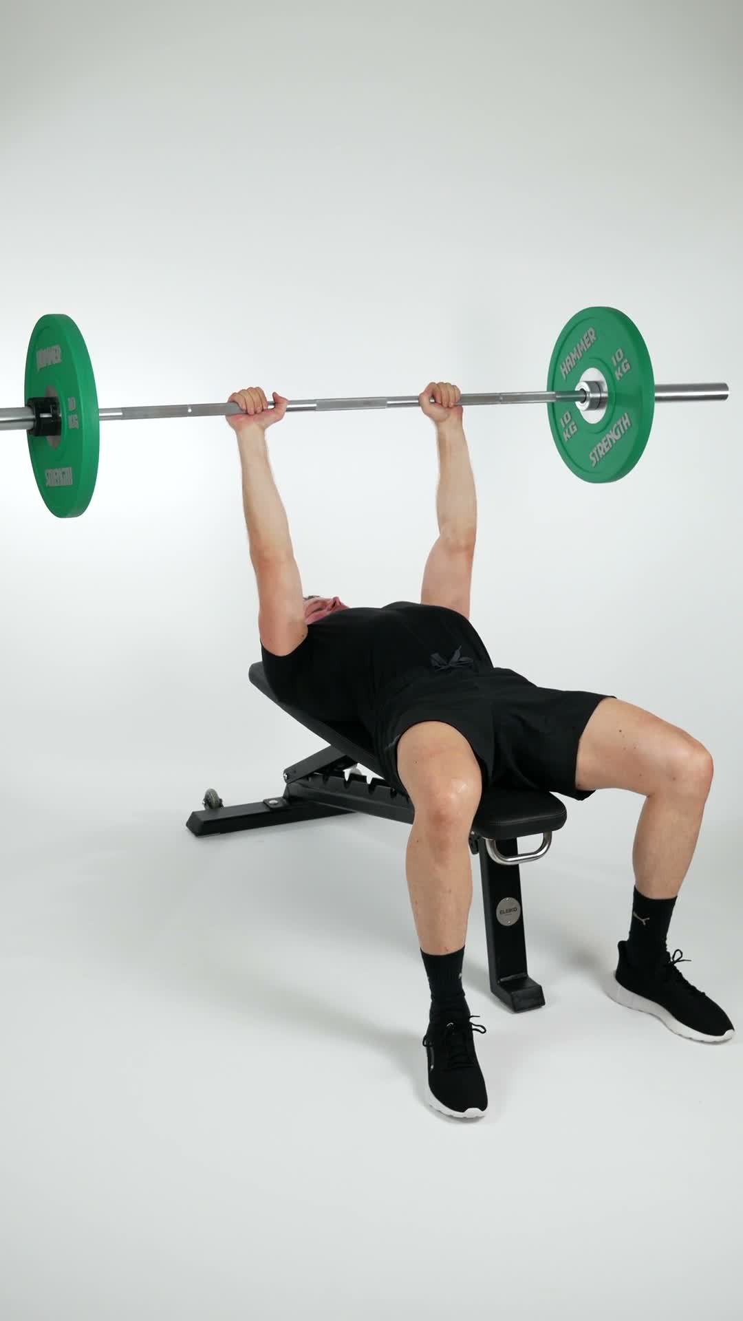 Barbell Skull Crushers exercise stock photo, triceps
