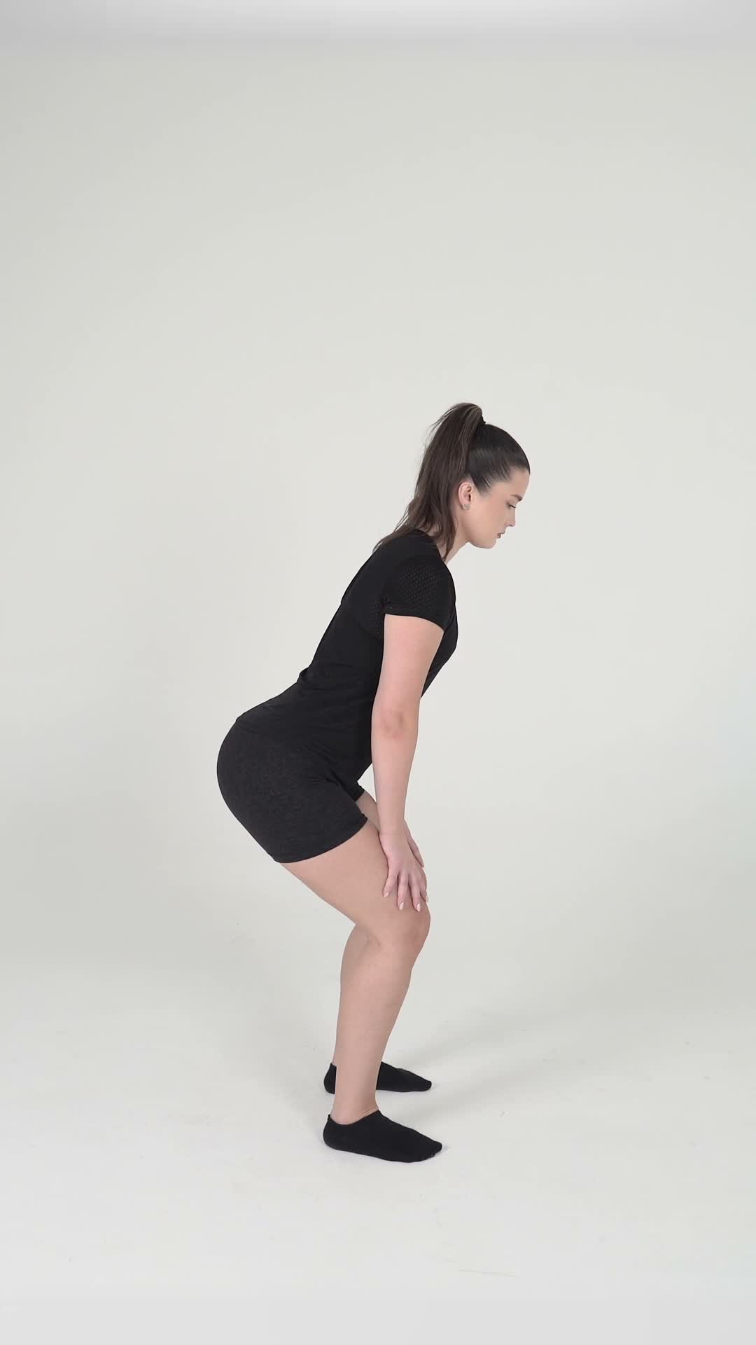 Hip hinge exercise stock photo, hamstrings