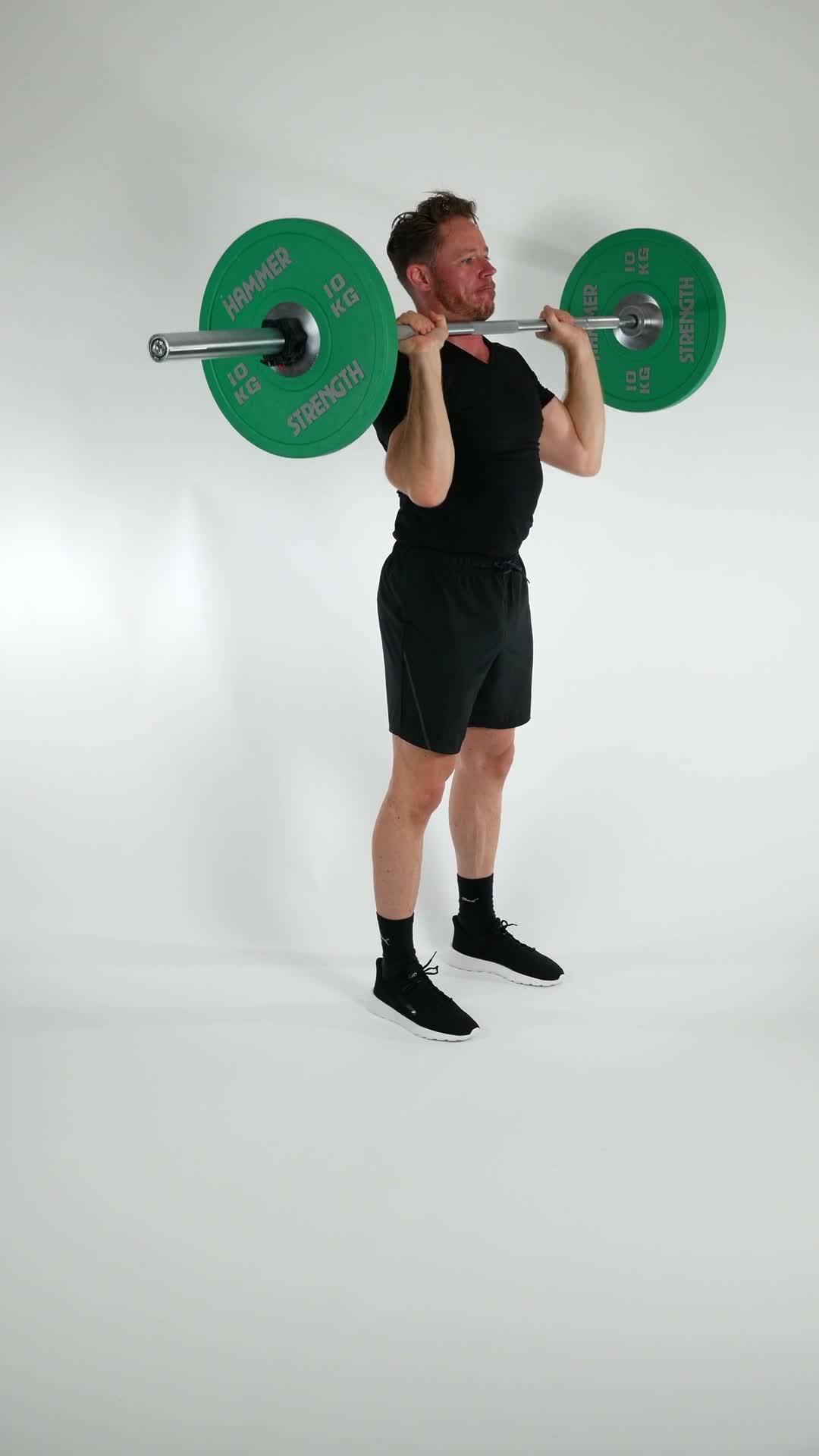 Barbell Overhead Press exercise stock photo, shoulders