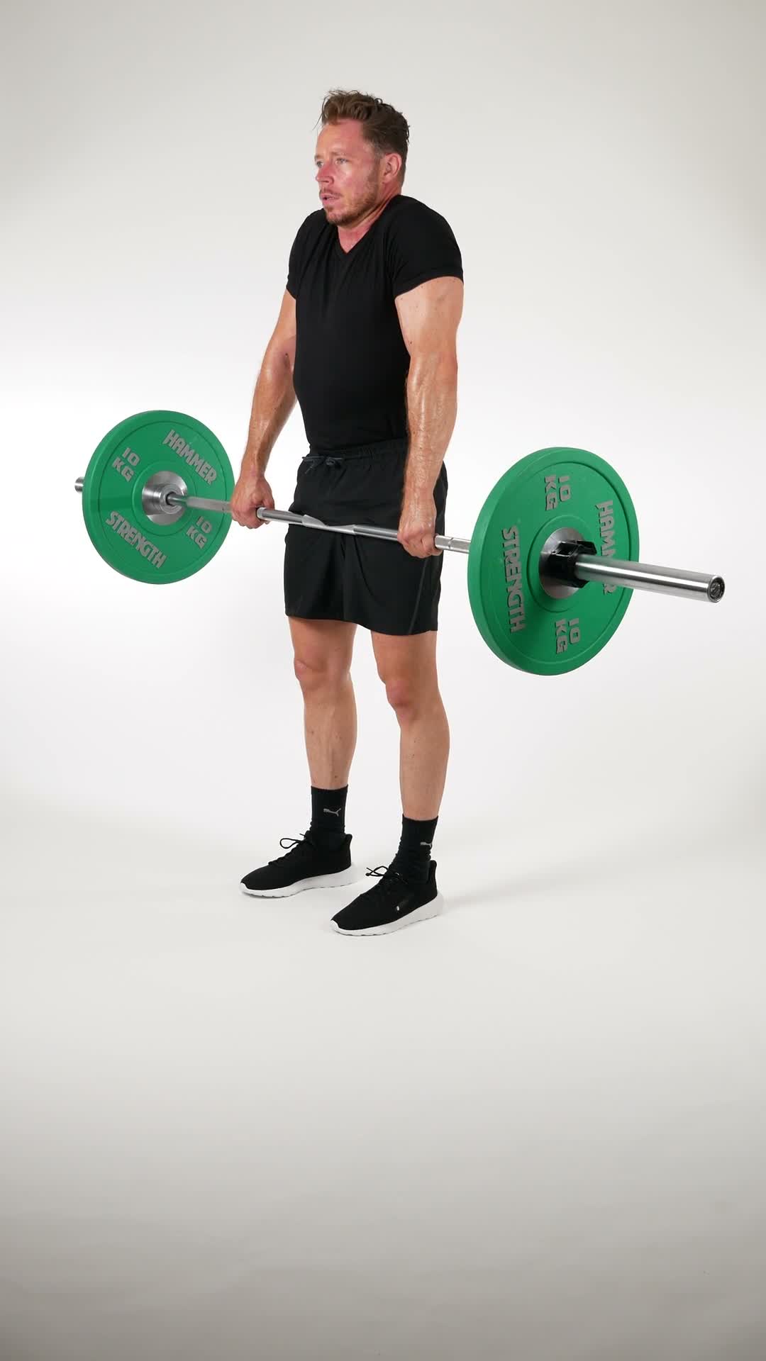 Barbell Shrug exercise stock photo, shoulders