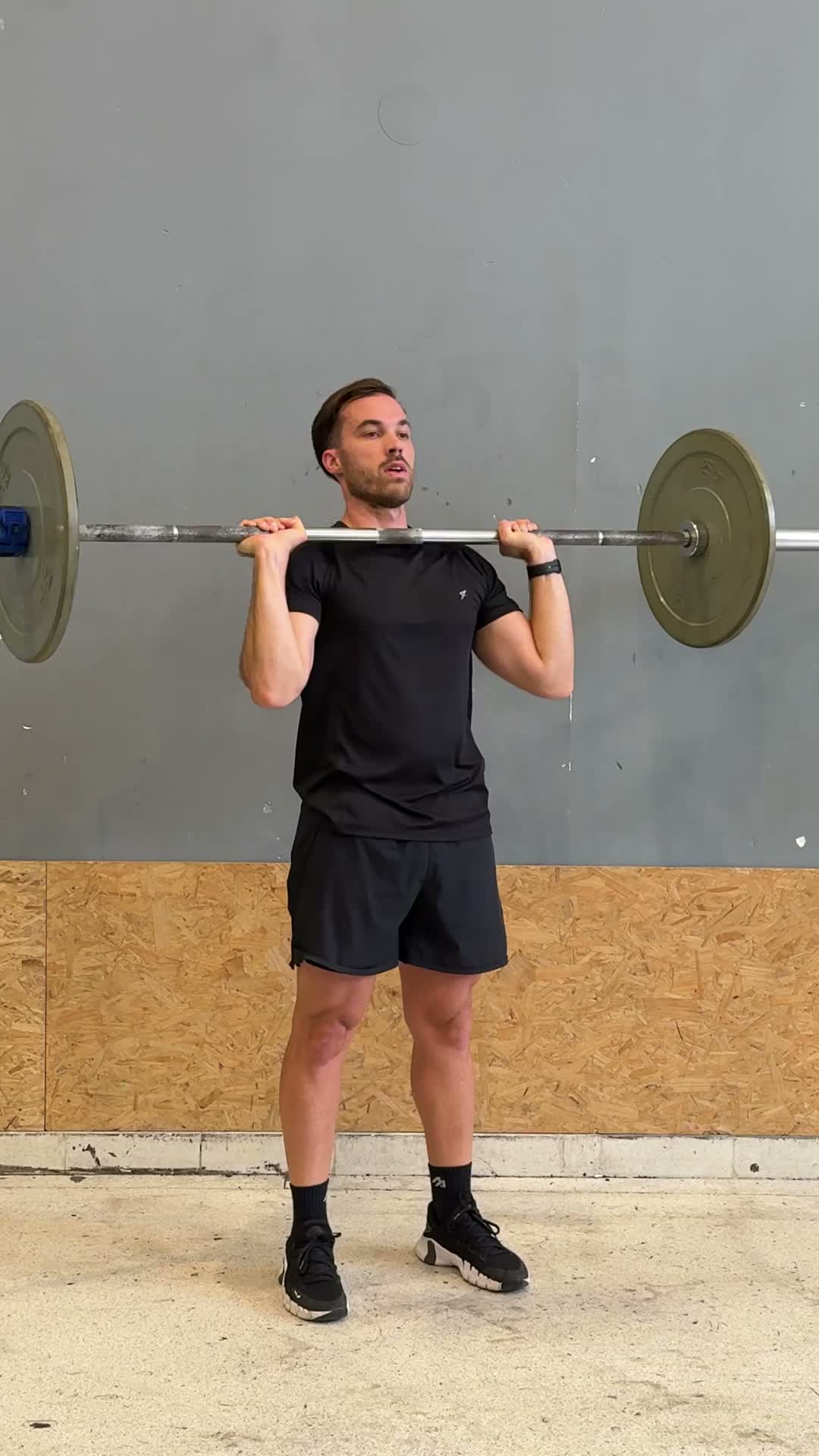 Barbell Push Press exercise stock photo, shoulders