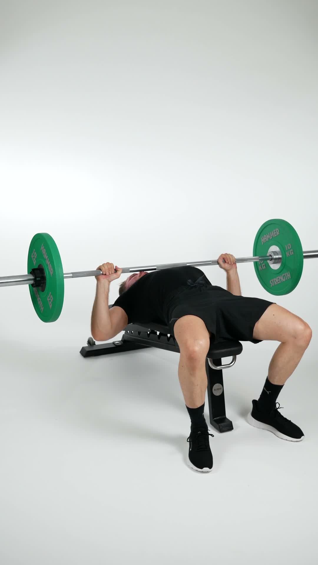 Barbell Bench Press decline exercise stock photo, lower chest