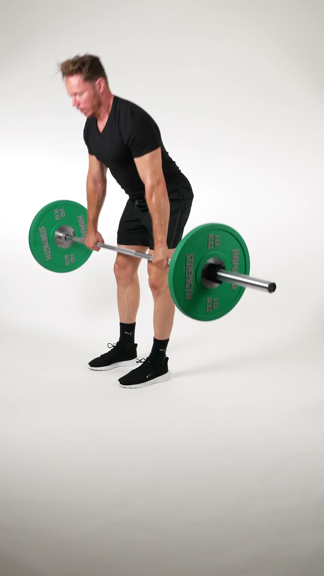 Barbell Romanian Deadlift exercise stock photo, hamstrings
