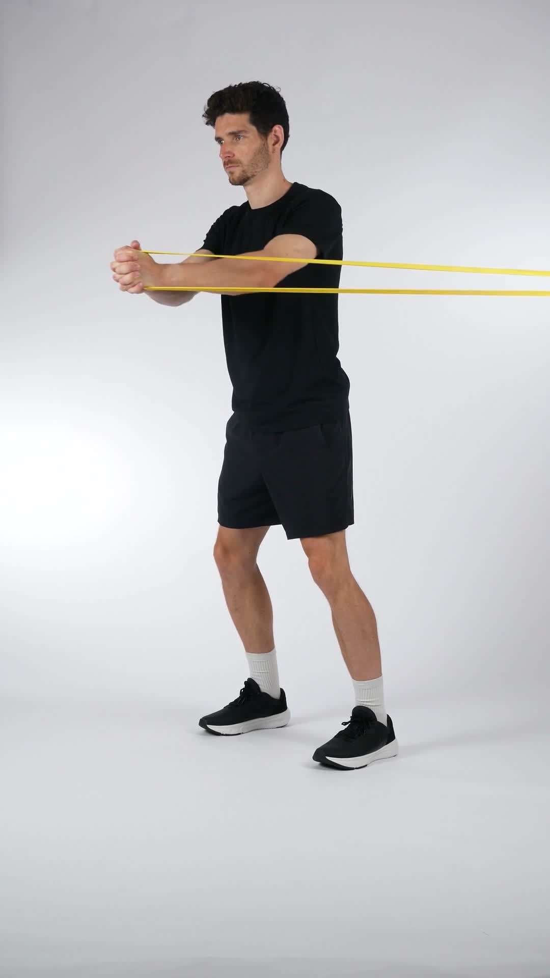 Band Pallof Press exercise stock photo, core