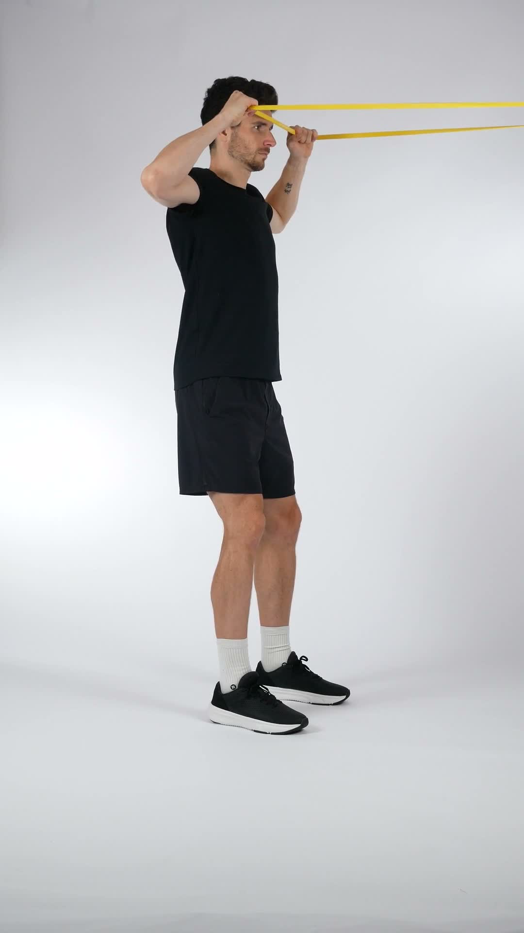 Band Face Pull exercise stock photo, shoulders