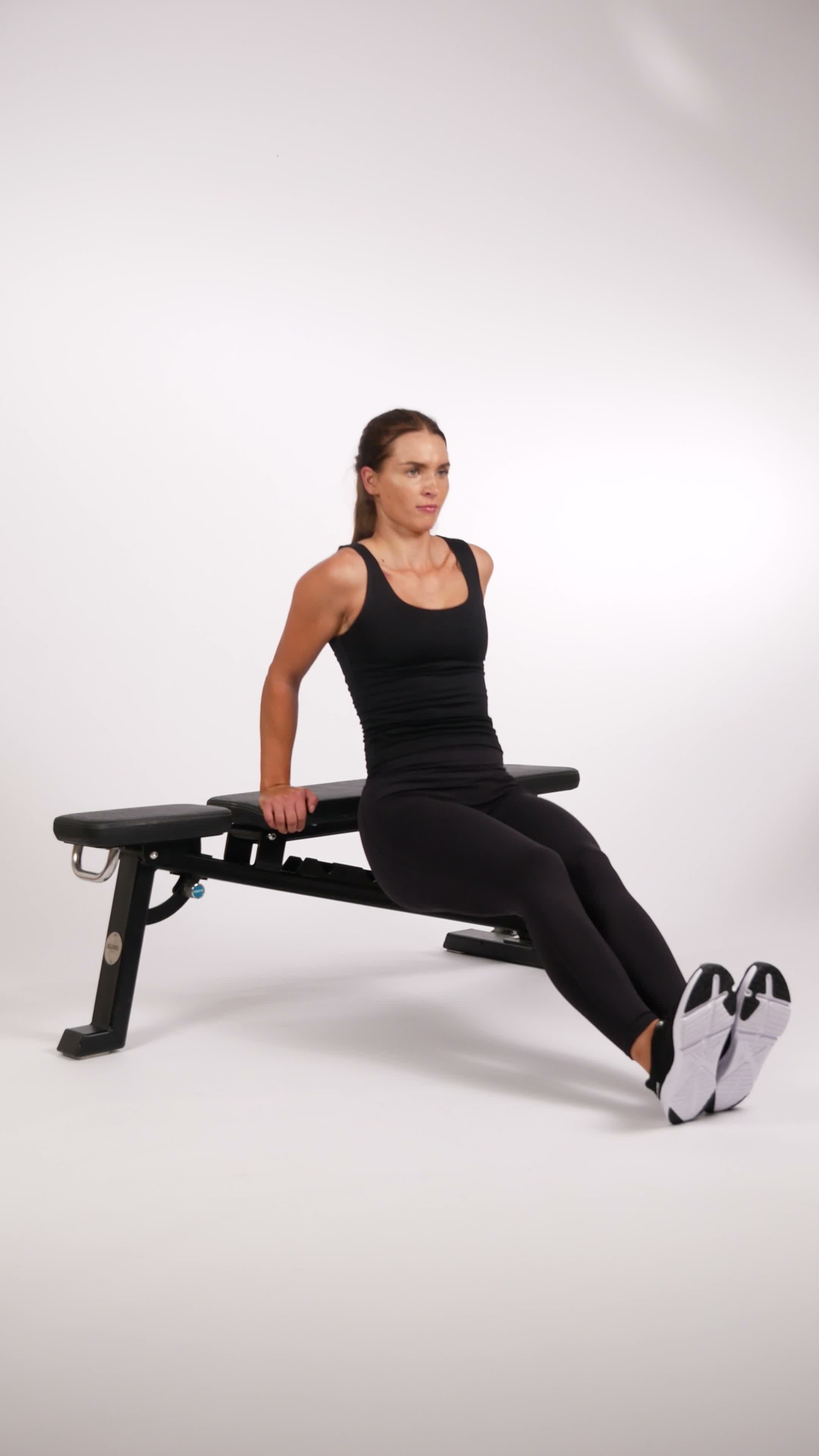 Bench Dips (Straight Legs) exercise stock photo, triceps
