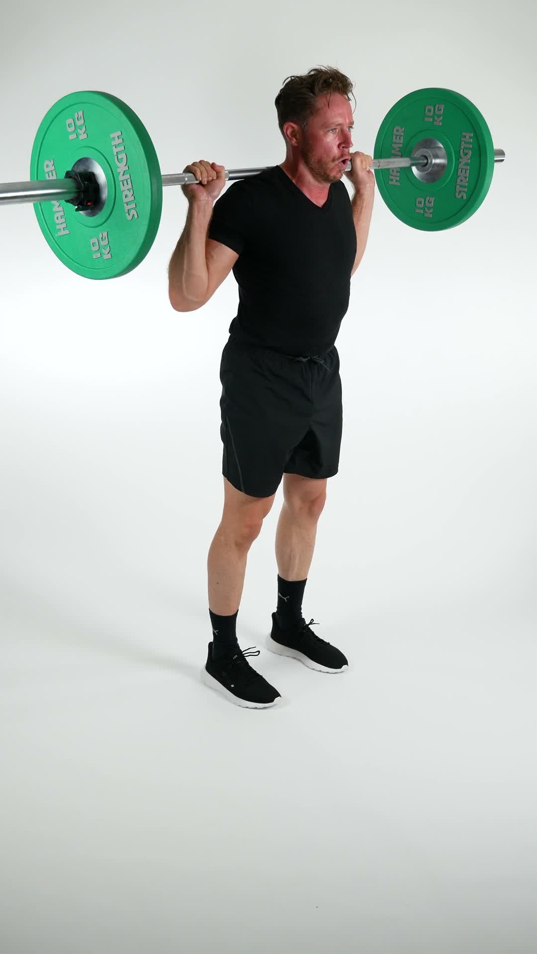 Barbell Good Morning exercise stock photo, hamstrings