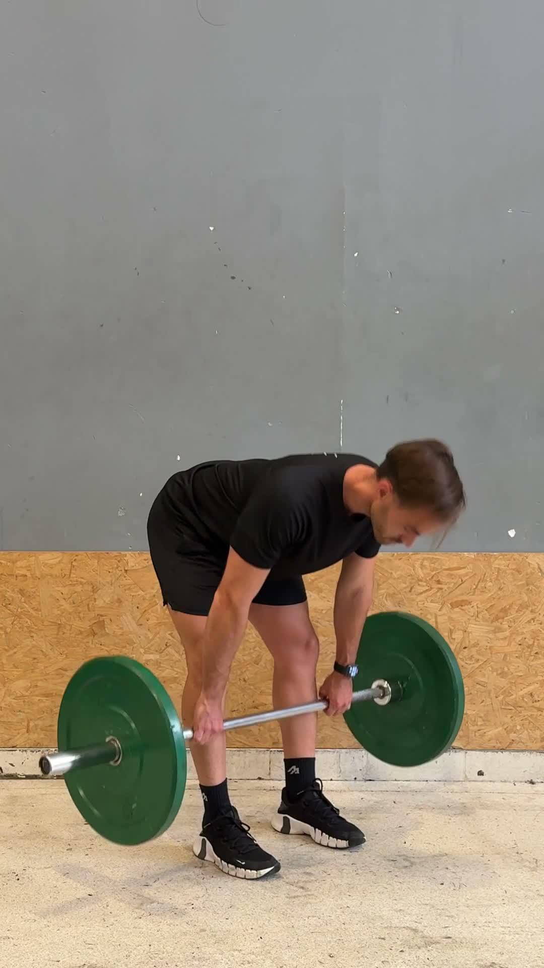 Barbell Romanian Deadlift exercise stock photo, hamstrings